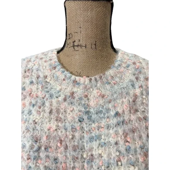 Lush Sweater Womens M Pink Ivory Pastel Speckled Crewneck Pullover Cozy - Picture 2 of 11